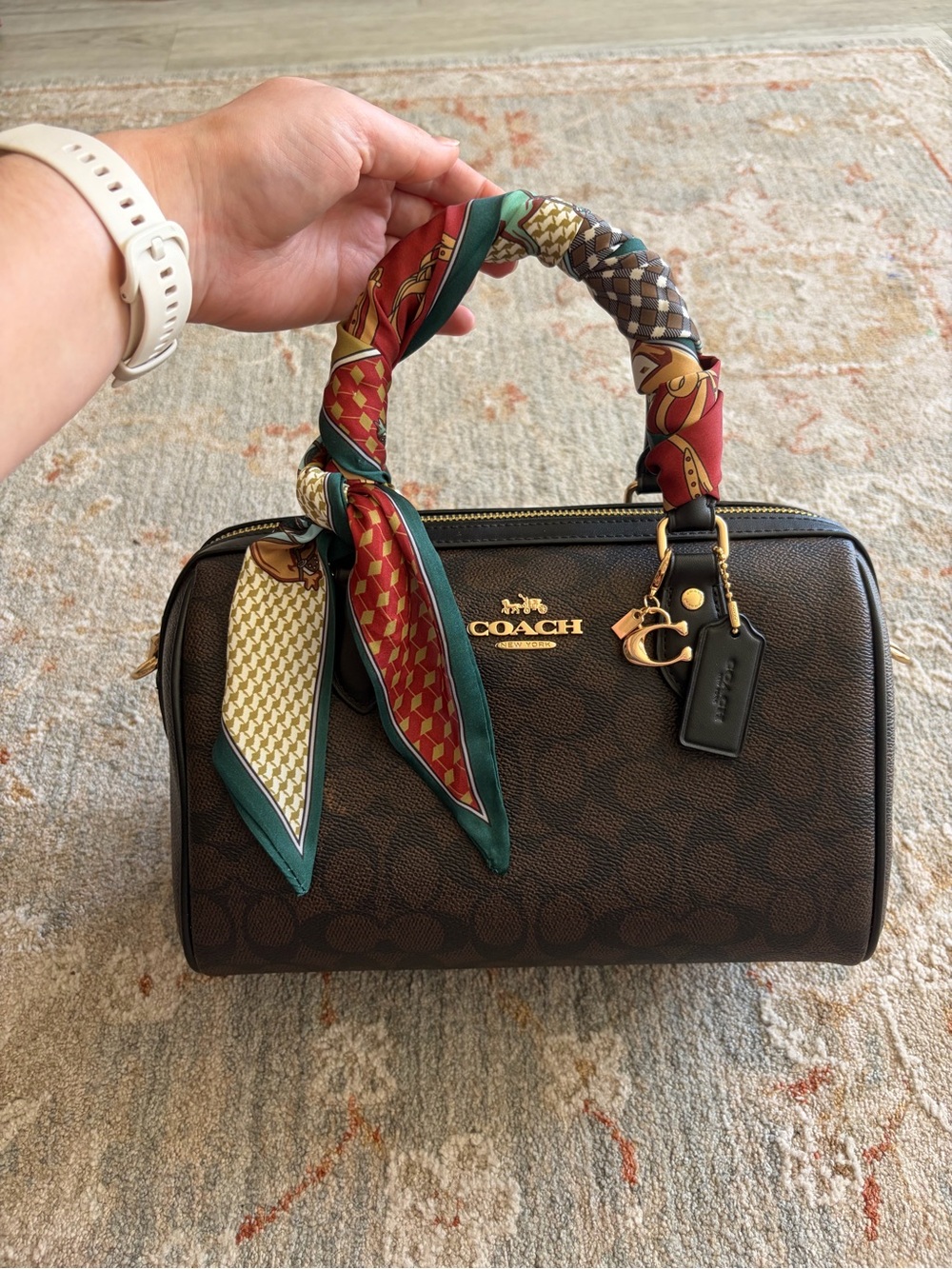 Coach Brown Signature Canvas Rowan Satchel